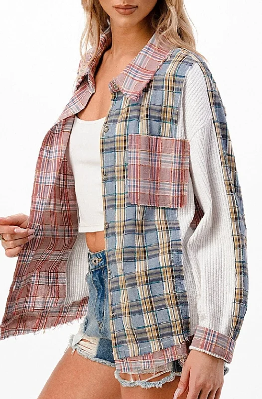 Mixed Media Plaid Button Down