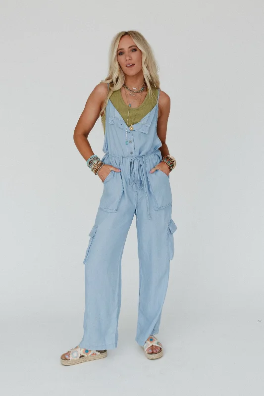 Retro Rhythm Jumpsuit - Blue