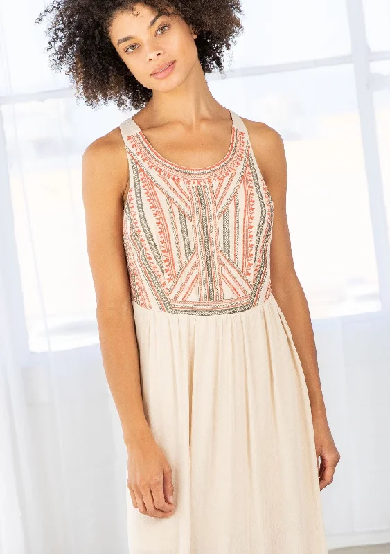 Minimalist Office - Ready Style Embroidered Cross Back Maxi