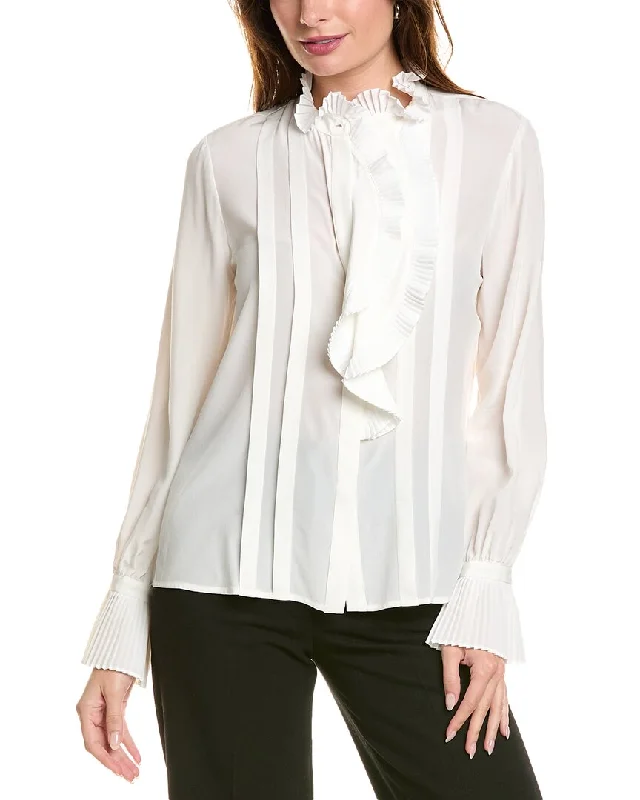 Elie Tahari Pleated Silk Shirt