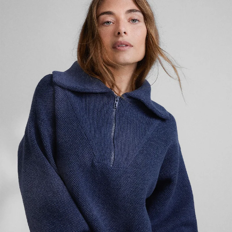 Cozy Cotton Silk Collared Half Zip