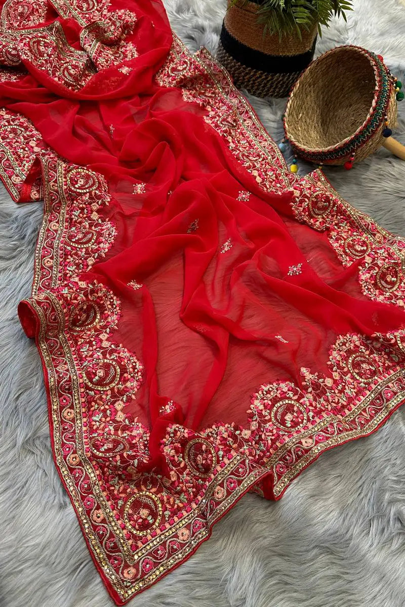 Karwa Chauth Special Red Saree Look For Girl Weekend Exclusive