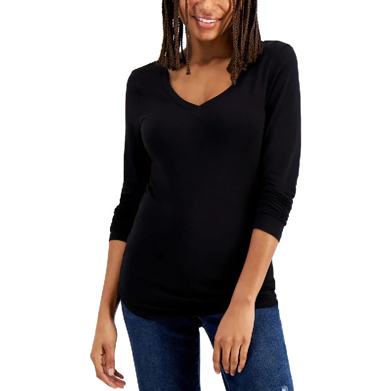 Womens V-Neck Long Sleeve Pullover Top