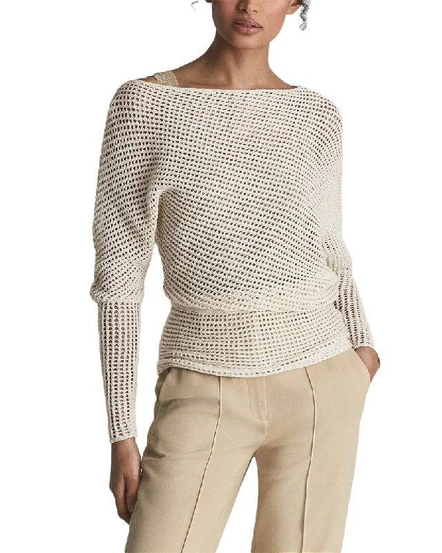 Reiss Lulu Open Knit Drape Top