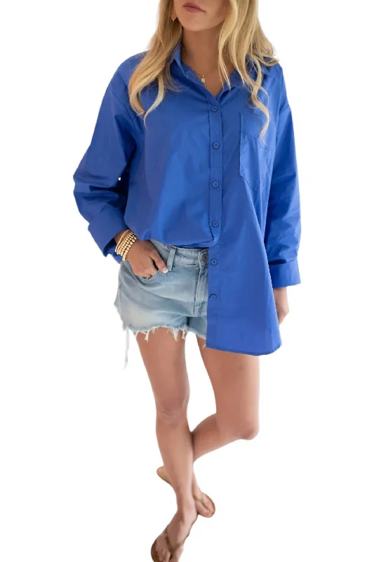 Monica Button Up Shirt In Blue