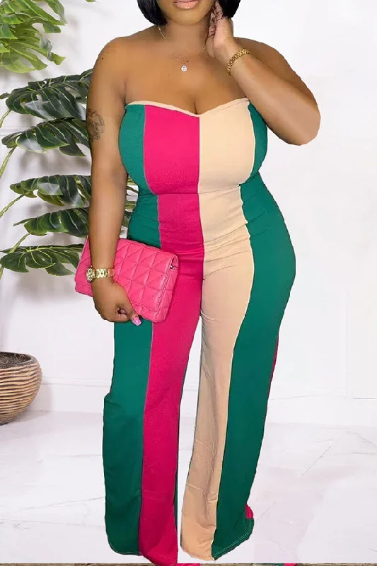 Color Block Urban Bandeau Jumpsuit