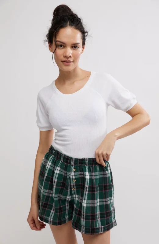 Free People Sunday Morning Boxer - EVERGREEN COMBO