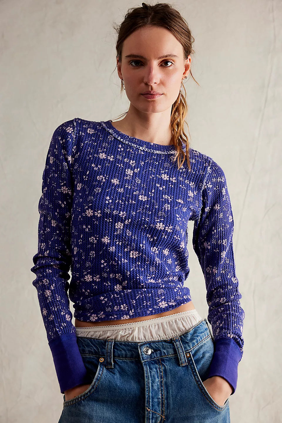 Free People We The Free Pretty Little Thermal - NAVY COMBO