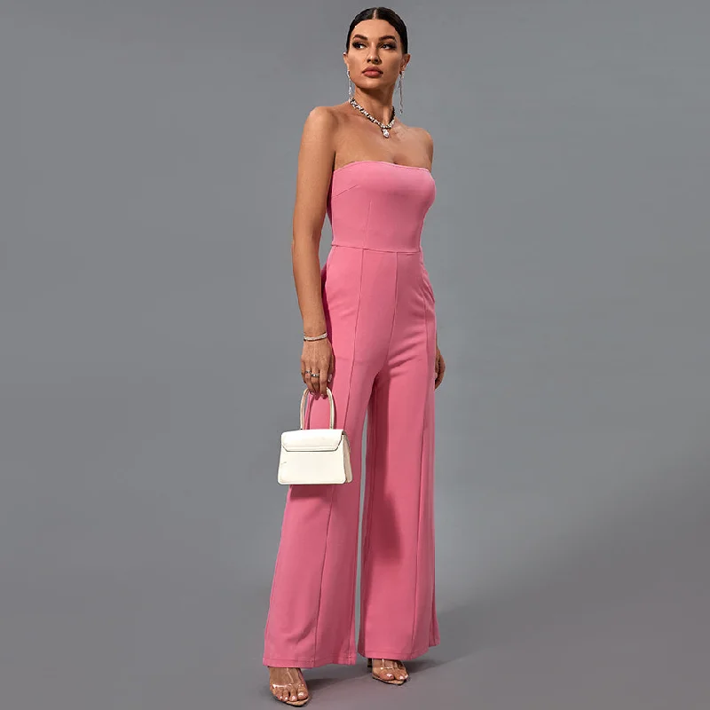 Strapless Plain Bodycon Jumpsuit FS21709