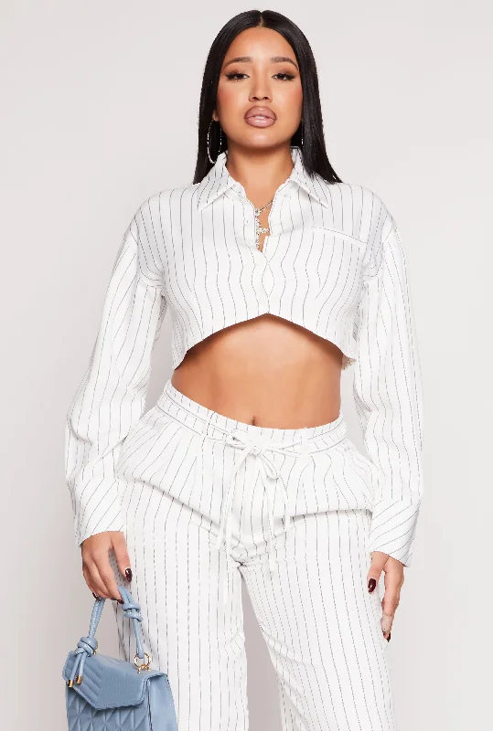 Pinstripe Cropped Shirt