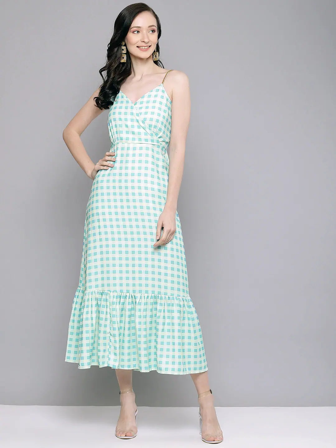 Unbeatable Prices Women Blue & Yellow Check Strappy Maxi