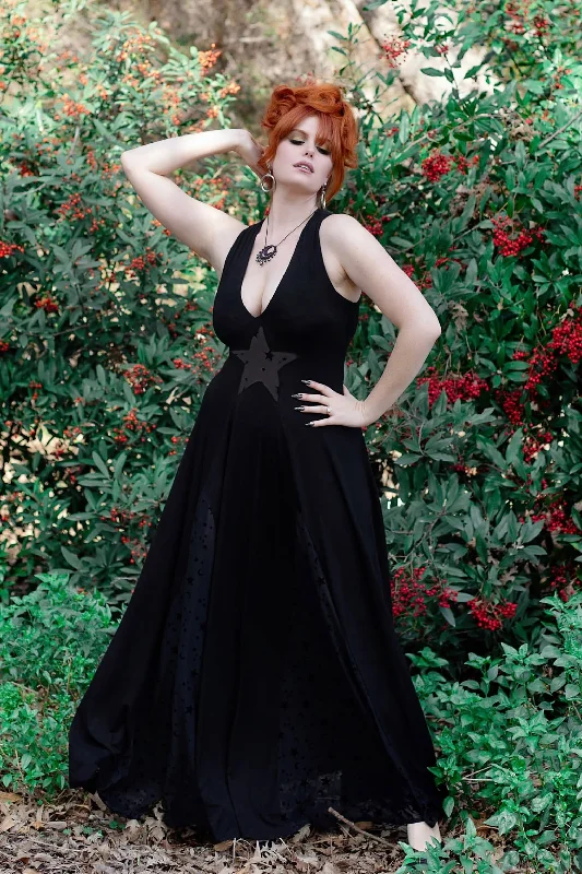 Chic Style, Always In Vogue Starry Night Mesh Cutout Maxi