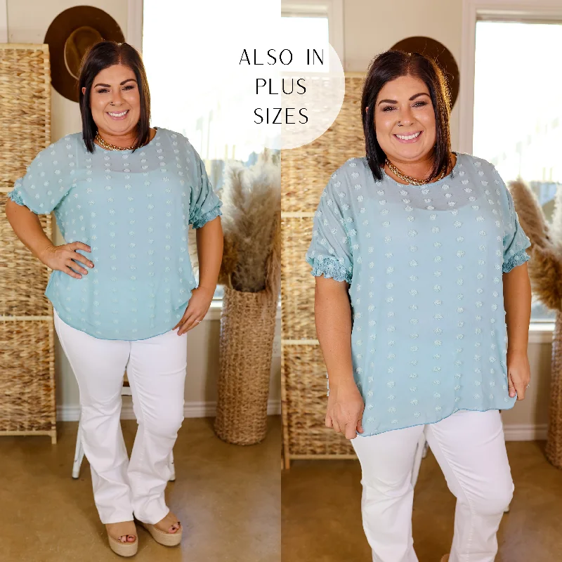 Last Chance Size Small & Medium | Changemaker Swiss Dot Top with Half Sleeves in Baby Blue