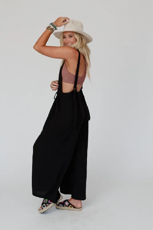 What Goes Around Open Back Jumpsuit - Black