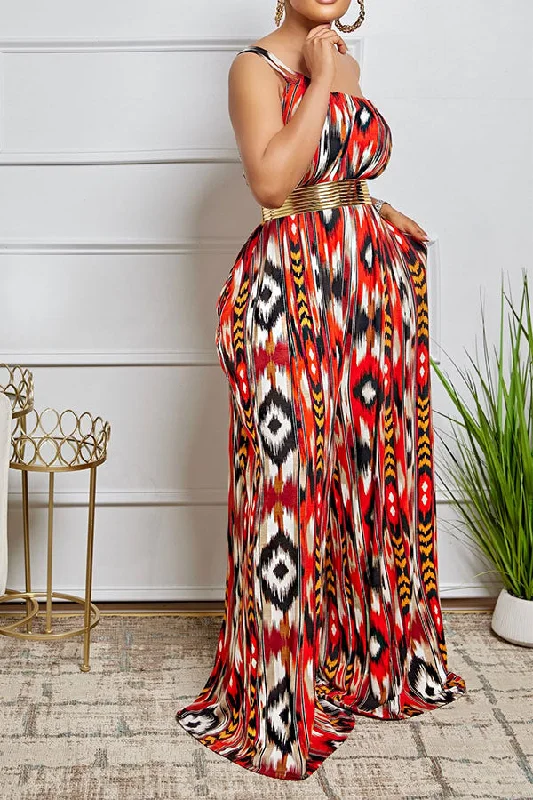 Geometric Tie Dye Laid Back Wide Leg Jumpsuit