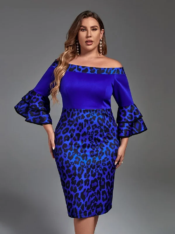 Plus Size Elegant Leopard Printed Dress