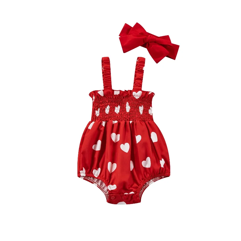 HEART Red Romper with Headband