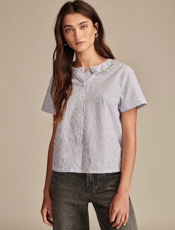 Lucky Brand Women's Striped Embellished Shirt