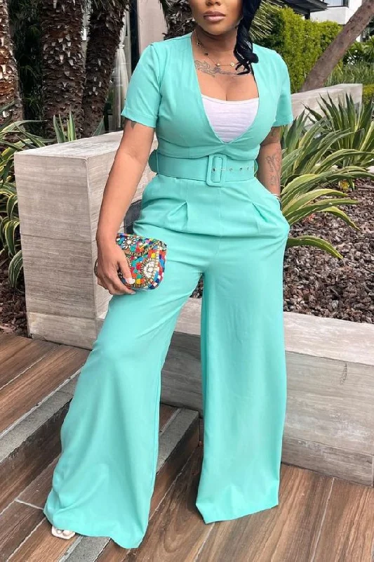 Solid Color On-trend Jumpsuit With Belt