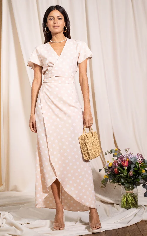 Cayenne Dress in Beige Polka Dot Buy More, Save More