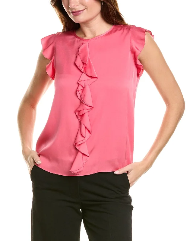 Elie Tahari Ruffle Silk-Blend Shirt