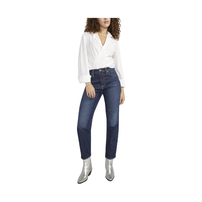 Silver Jeans Women's Highly Desirable High Rise Slim Straight Leg Jeans - Indigo - ONLINE STORE CREDIT/EXCHANGE ONLY