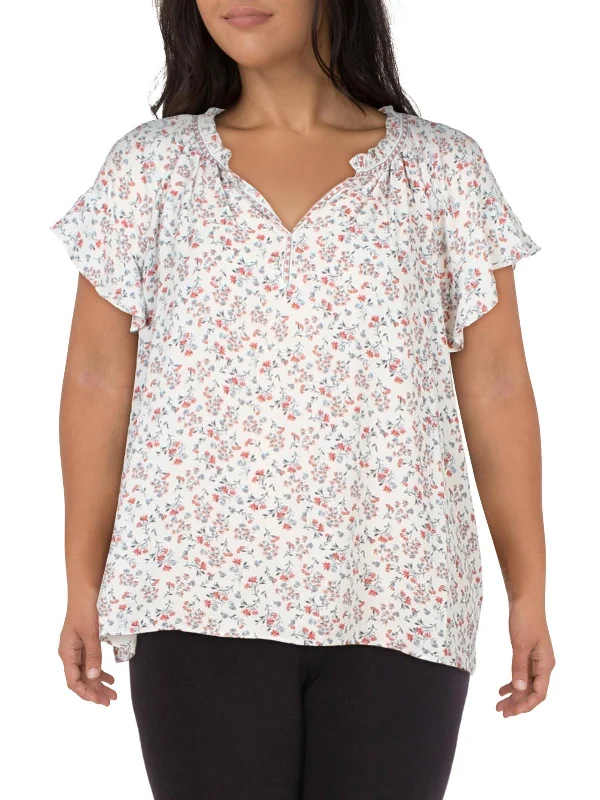 Plus IVWRSMCS Womens Floral Print Pullover Top