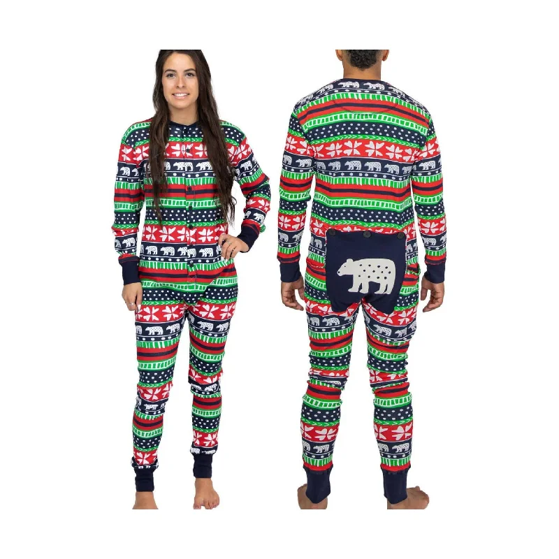 Lazy One Sweater Bear Adult Onesie Flapjack - Multi Color FINAL SALE