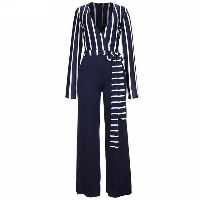 Striped Elegant Women's Jumpsuits