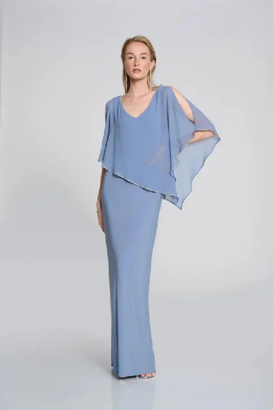 Silky Knit Chiffon Layered Gown with Cape Hot Brand Discounts