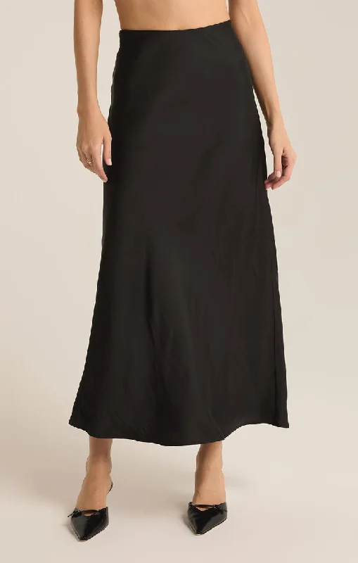 Z-Supply Europa Luxe Sheen Midi Skirt - BLACK