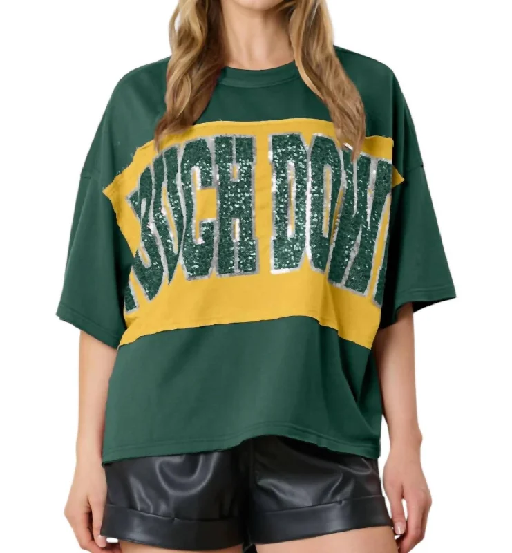 Touch Down Sequin Shirt In Green