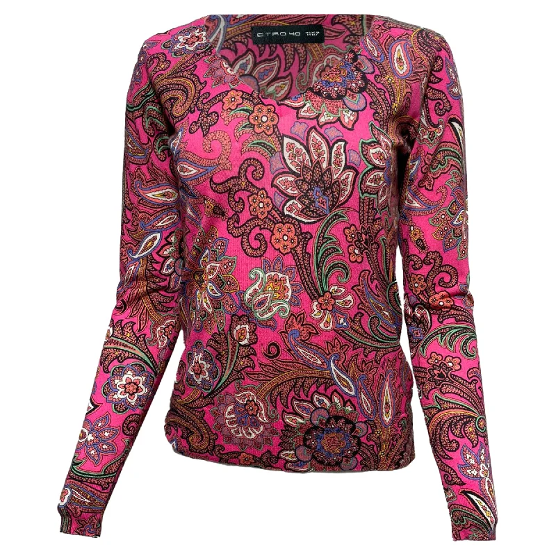 Etro Paisley Print in Pink Wool