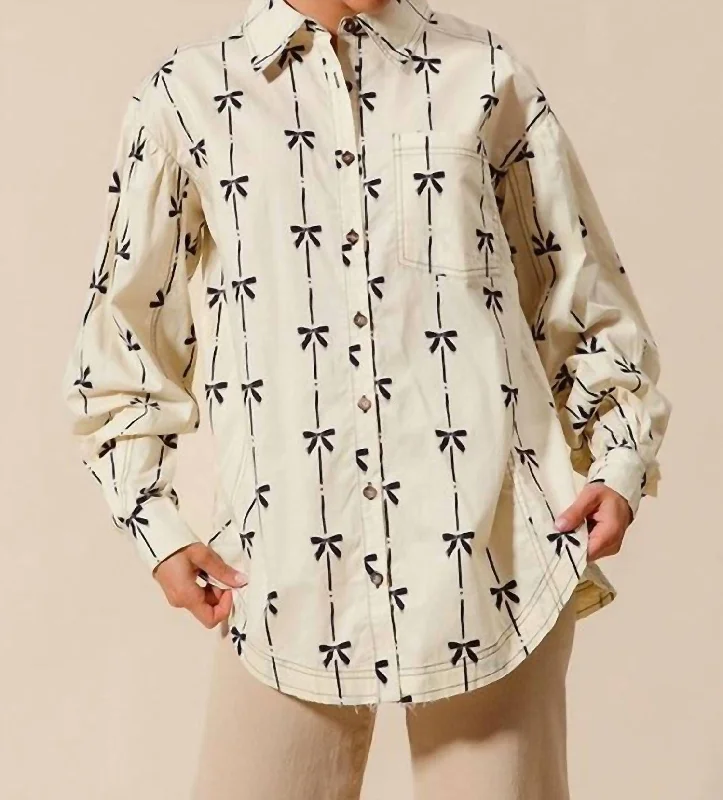 Bobbi Bow Shirt In Ivory