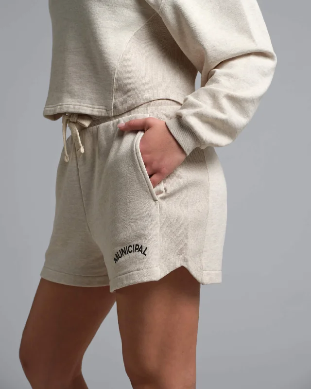 Municipal Women's Hang Back Fleece Shorts - STONE