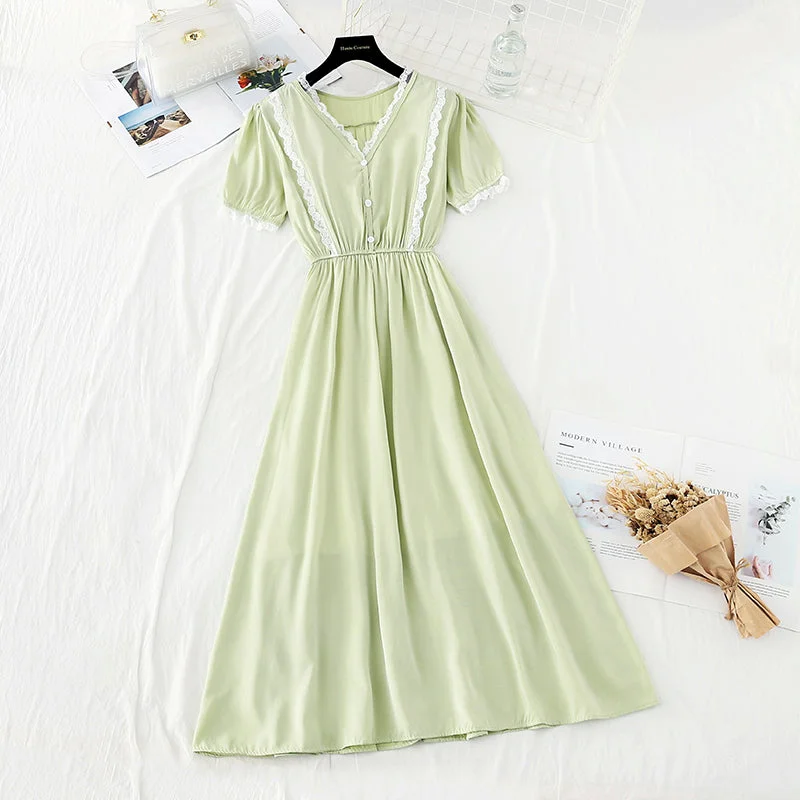 Lightweight Fabric Close waist to show thin temperament French gentle skirt  4178