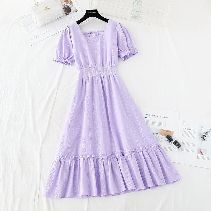 Daily Deals New cotton hemp hook embroidery French retro waist closing slim skirt  4519