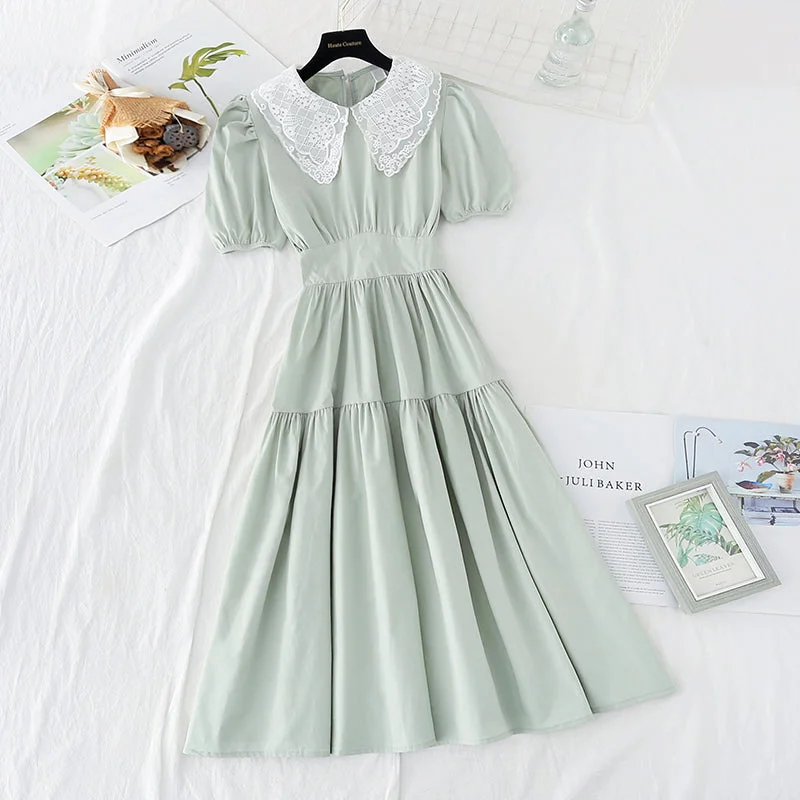 Exclusive Discounts New style baby collar French waist closing skirt with thin temperament 4165 Exclusive Discounts New style baby collar French waist closing skirt with thin temperament 4165