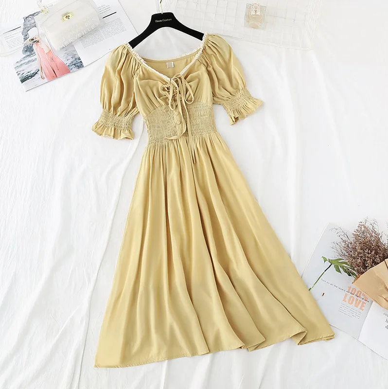 Trend Setting Wardrobe New style bubble sleeve length French retro skirt with slim waist 4218 Trend Setting Wardrobe New style bubble sleeve length French retro skirt with slim waist 4218