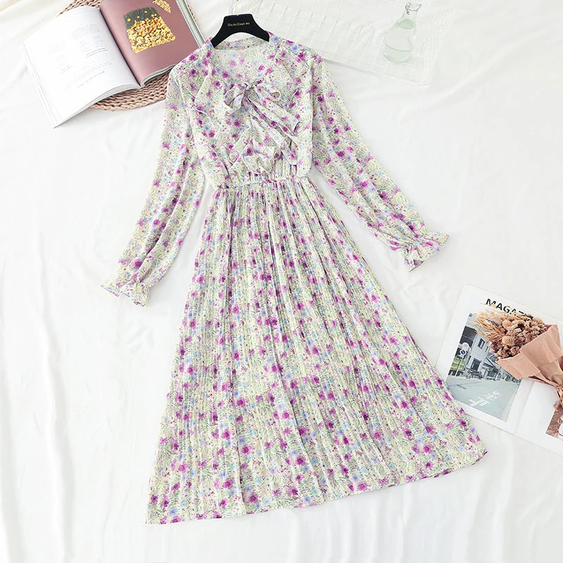 Ends Soon Broken Flower Chiffon pleated skirt with high and thin length over the knee 3878 Ends Soon Broken Flower Chiffon pleated skirt with high and thin length over the knee 3878