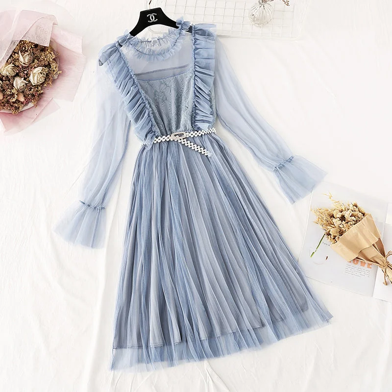 New Styles Just In French retro knee pleated long skirt  4043