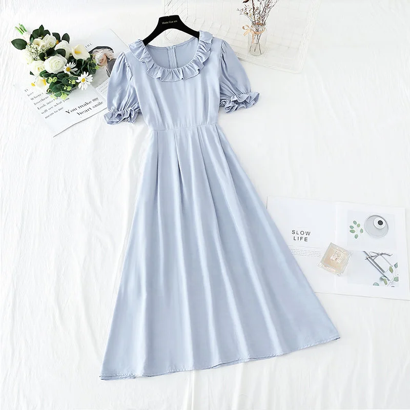 Spring Fashion New lotus leaf collar small skirt French fairy gentle A-line skirt  4845