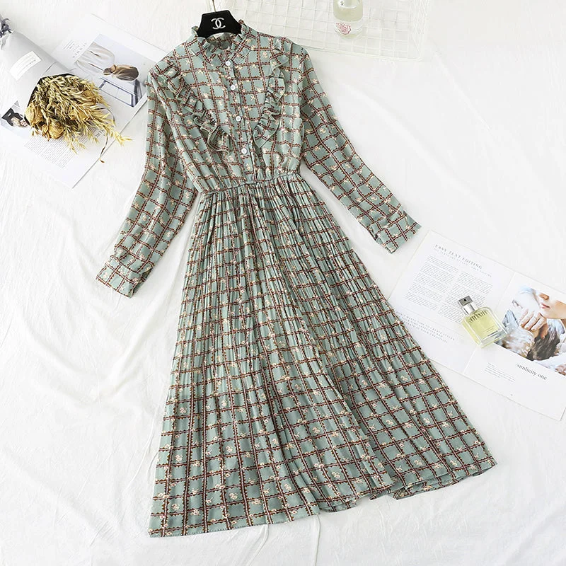 Budget Friendly Fashion New interior with French retro knee pleated skirt  3961