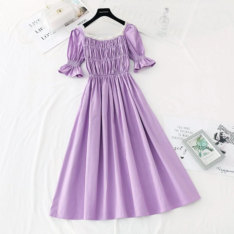 Dreamy Draping Close waist to show thin temperament square neck skirt French retro long skirt 4149 Dreamy Draping Close waist to show thin temperament square neck skirt French retro long skirt 4149