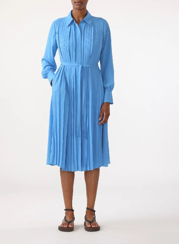 Ls Pleated Dress W/ Self Belt