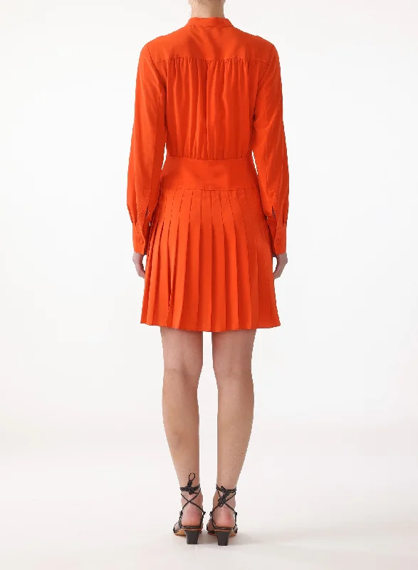 Ls Short Pleated Shirt Dress