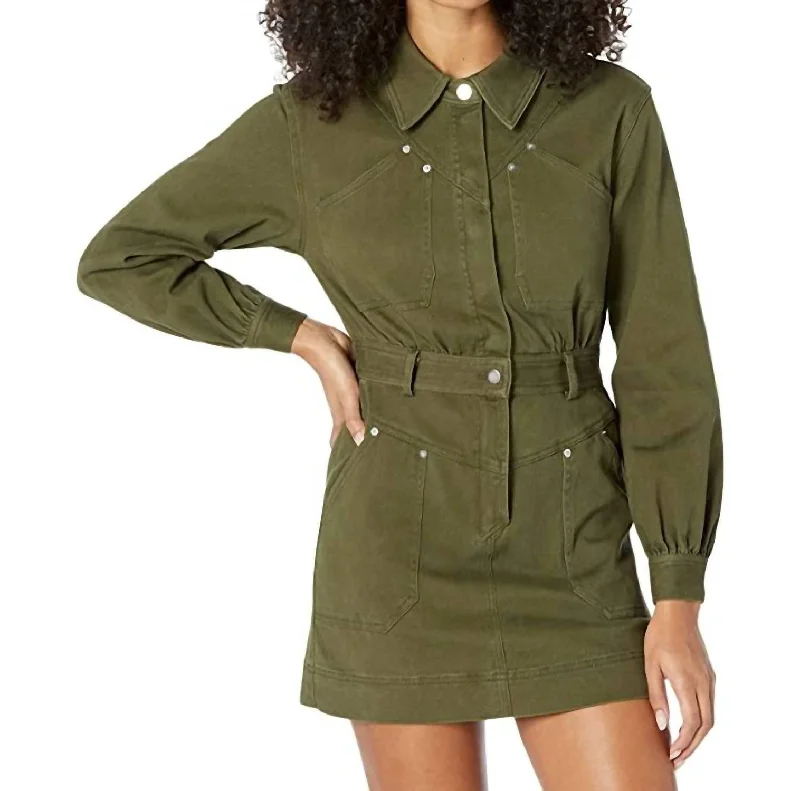 Ryleigh Denim Dress In Olive