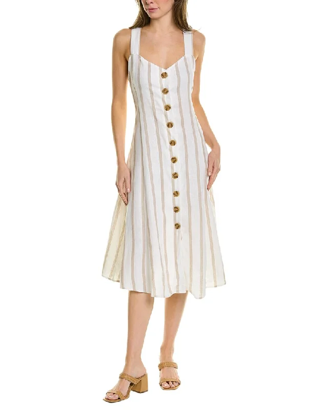 Vince Camuto Striped Linen-Blend Shirtdress