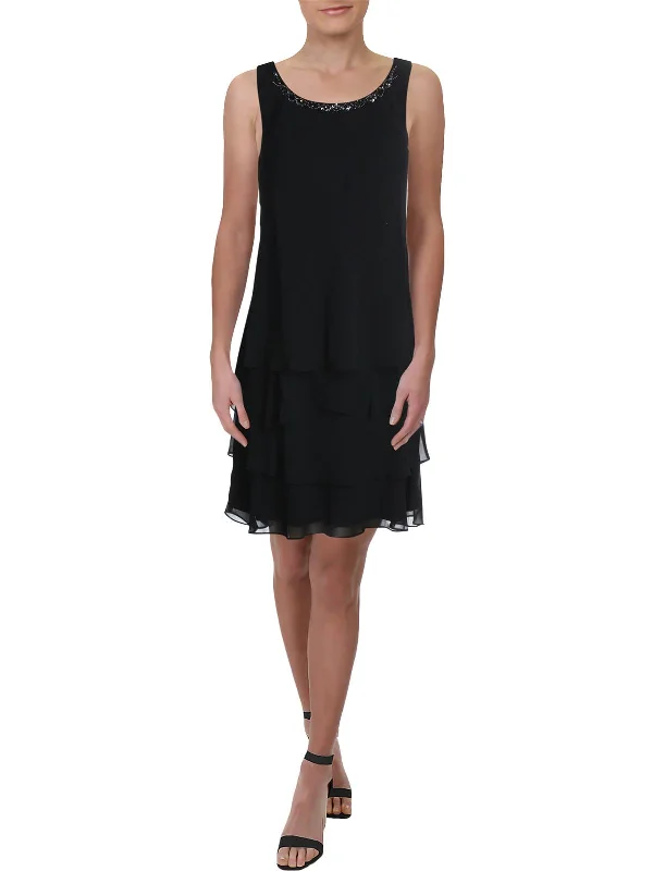 Womens Chiffon Sleeveless Cocktail Dress