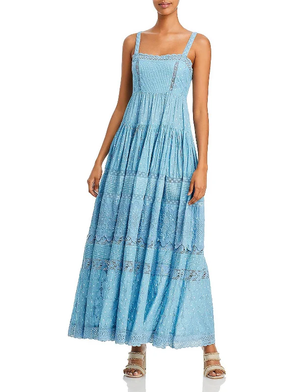 Womens Cotton Lace Trim Sundress